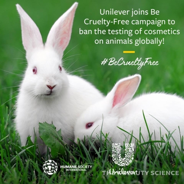 HSI와 유니레버는 2023년을 목표로 전세계 화장품 시장에서 동물실험이 금지되는 입법을 더 빨리 도입되도록 추진할 계획이다.=사진제공:휴메인 소사이어티 인터내셔널.