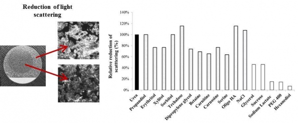 그림 2. 광산란 감소 물질의 산란 감소 효율 비교 이미지