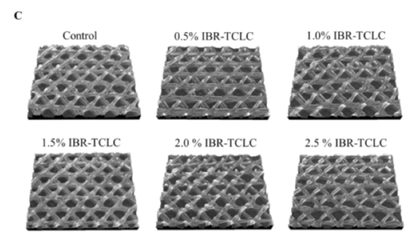그림 8. Gelatin-based patches with different concentrations of IBR-TCLC®.