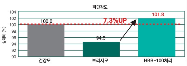 HBR-100은 손상으로 인해 끊어지기 쉬운 모발의 강도를 회복시키는 것으로 확인됐다. _ 이손
